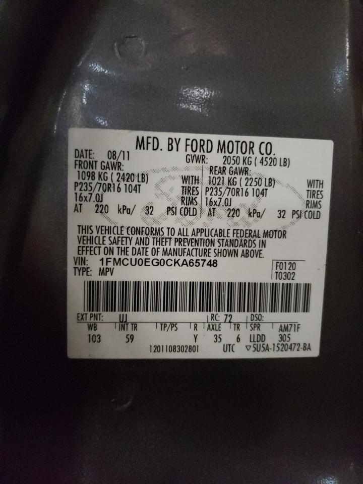 Photo 10 from auction – 2012 FORD ESCAPE LIM with VIN 1FMCU0EG0CKA65748