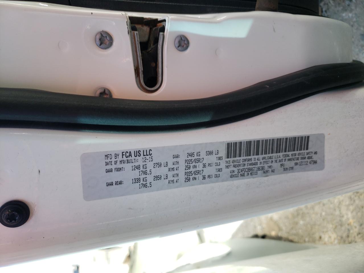 Фото 10 с аукциона – 2016 DODGE JOURNEY SX с VIN 3C4PDCBB0GT186381