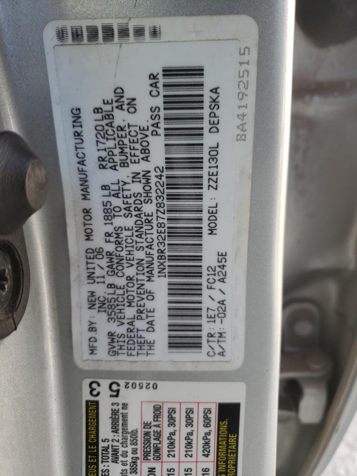 Photo 10 from auction – 2007 TOYOTA COROLLA CE with VIN 1NXBR32E87Z832242