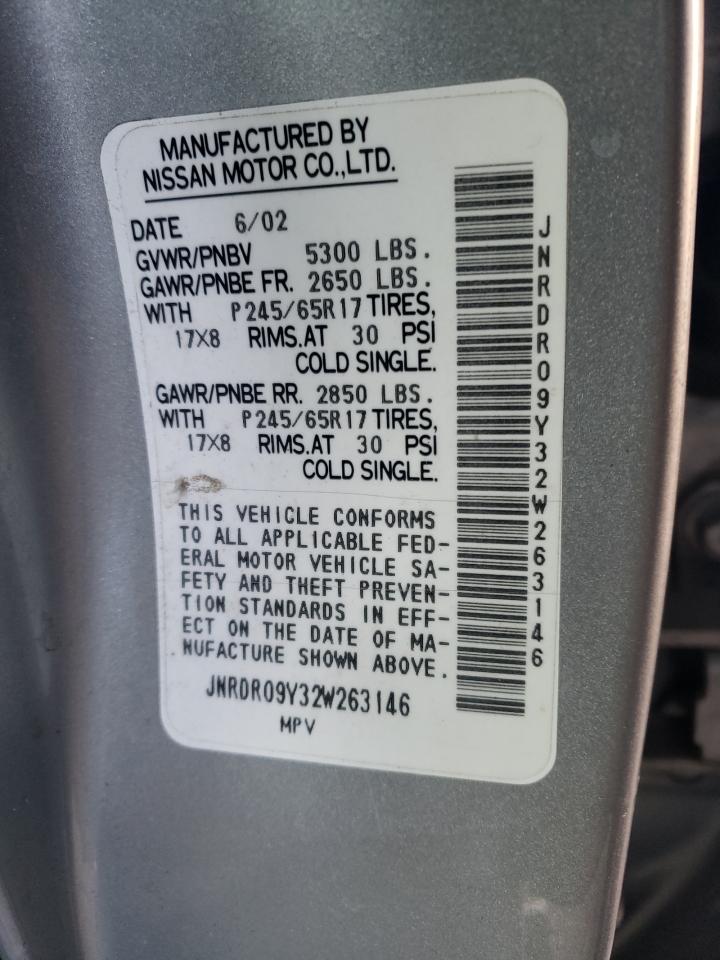 Photo 10 from auction – 2002 INFINITI QX4 with VIN JNRDR09Y32W263146