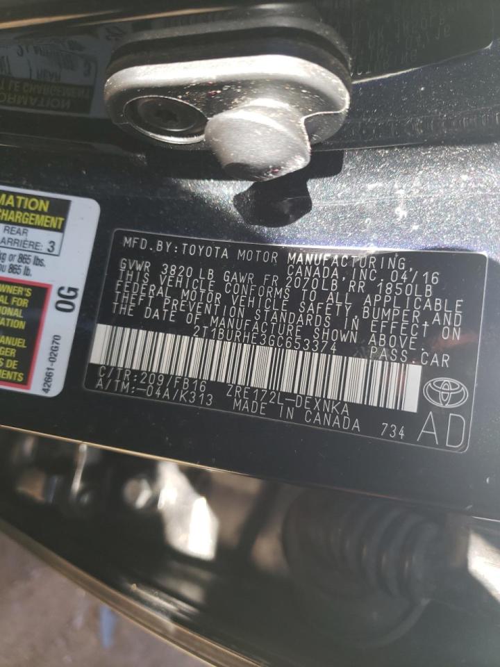 Photo 10 from auction – 2016 TOYOTA COROLLA L with VIN 2T1BURHE3GC653374