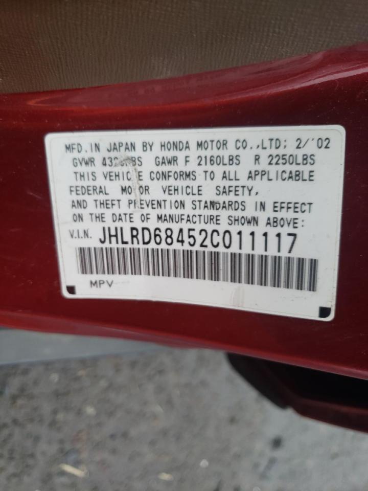 Photo 10 from auction – 2002 HONDA CR-V LX with VIN JHLRD68452C011117