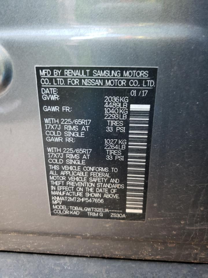 Photo 10 from auction – 2017 NISSAN ROGUE S with VIN KNMAT2MT2HP547656