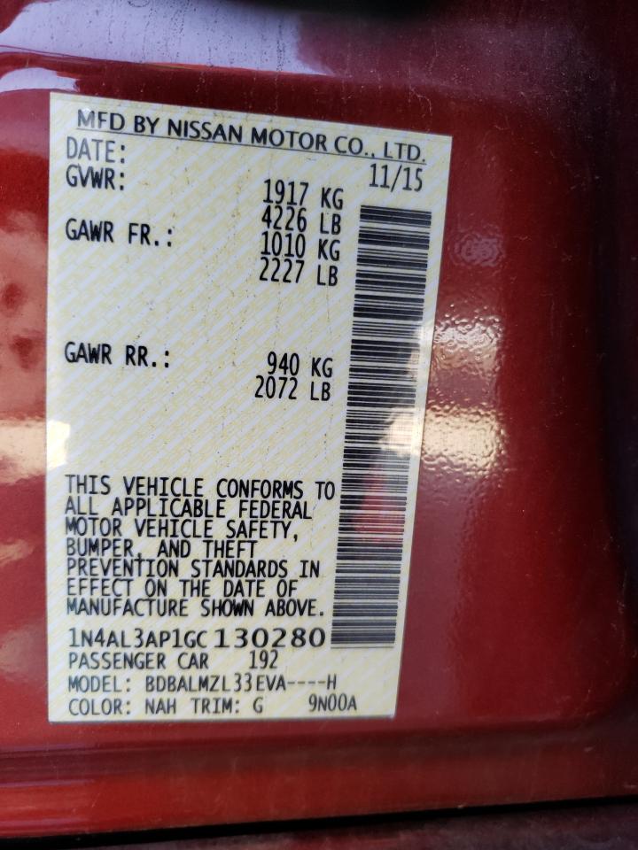 Photo 10 from auction – 2016 NISSAN ALTIMA 2.5 with VIN 1N4AL3AP1GC130280