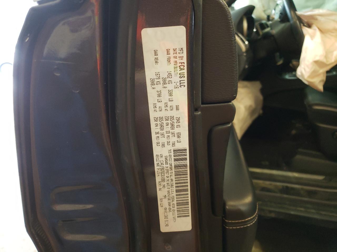 Photo 10 from auction – 2016 JEEP GRAND CHER with VIN 1C4RJFBG7GC310382