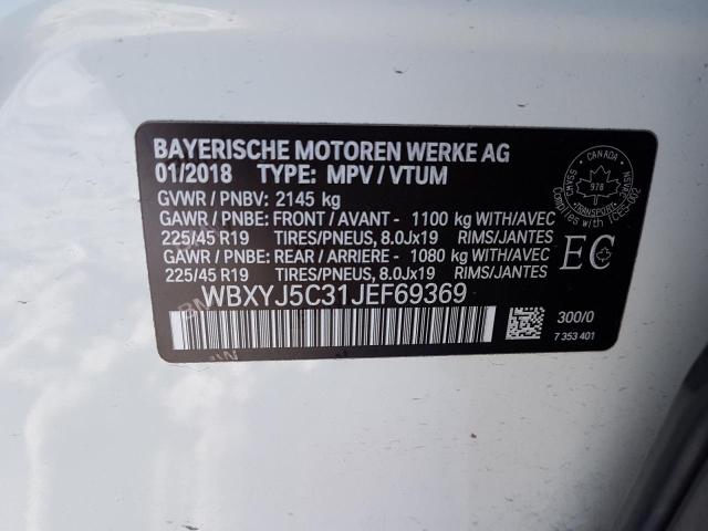Photo 10 from auction – 2018 BMW X2 XDRIVE2 with VIN WBXYJ5C31JEF69369