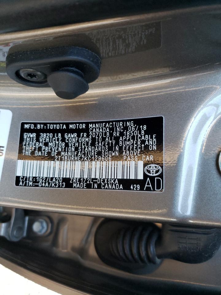 Photo 10 from auction – 2019 TOYOTA COROLLA L with VIN 2T1BURHE7KC129606