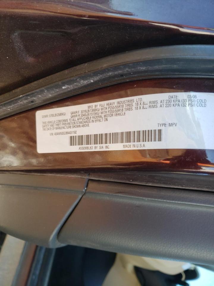 Photo 10 from auction – 2006 SUBARU B9 TRIBECA with VIN 4S4WX83C864431192