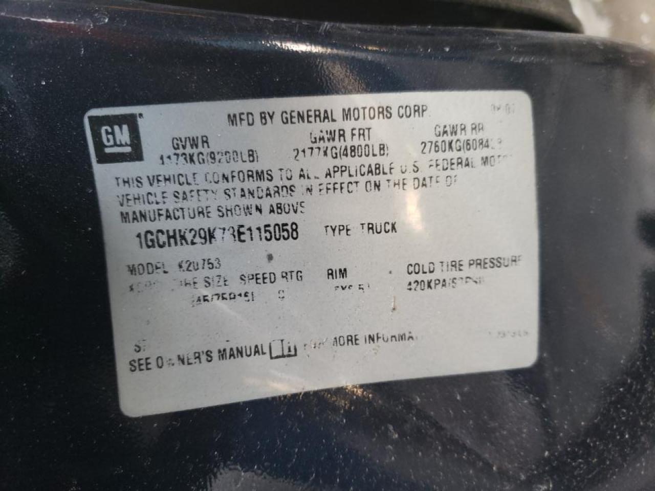 Photo 10 from auction – 2008 CHEVROLET SILVERADO with VIN 1GCHK29K78E115058