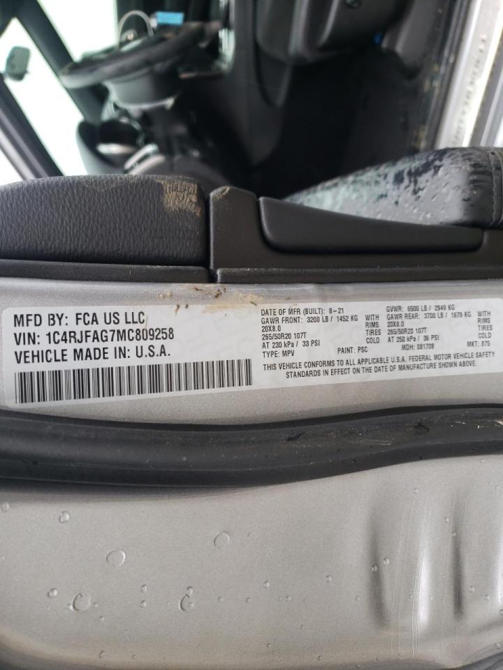 Photo 10 from auction – 2021 JEEP GRAND CHER with VIN 1C4RJFAG7MC809258
