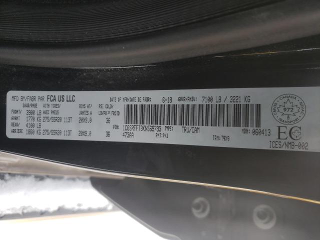 Photo 10 from auction – 2019 RAM 1500 BIG H with VIN 1C6SRFFT3KN569733