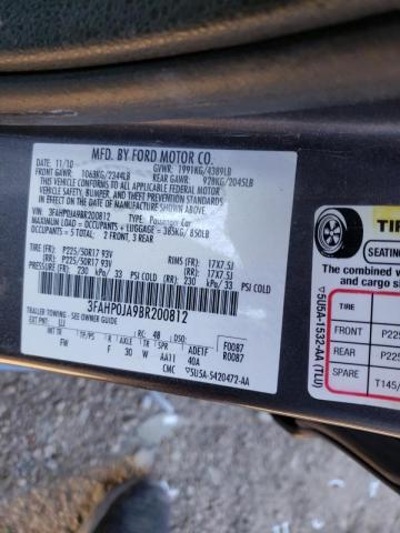Photo 10 from auction – 2011 FORD FUSION SEL with VIN 3FAHP0JA9BR200812