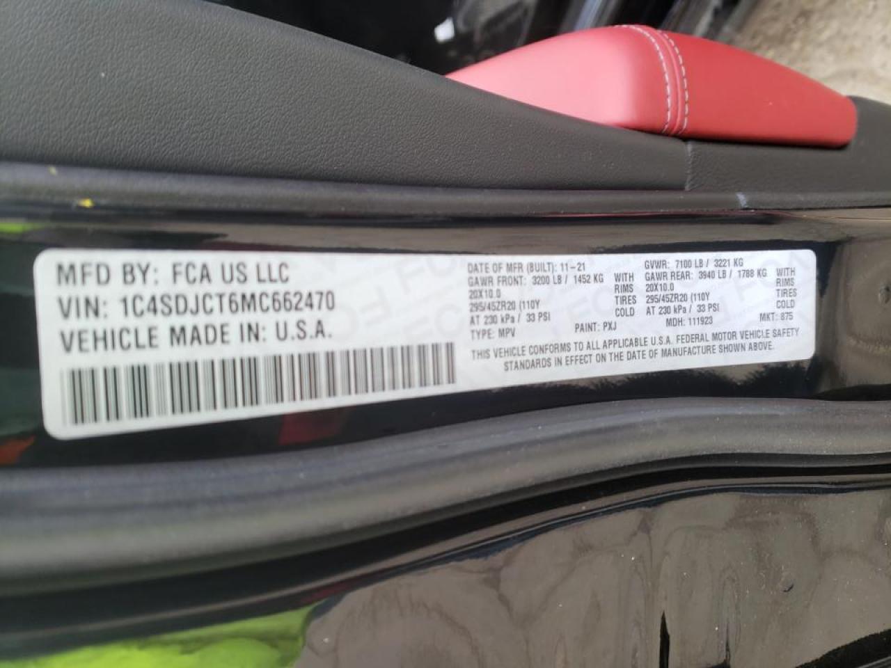 Photo 10 from auction – 2021 DODGE DURANGO R/ with VIN 1C4SDJCT6MC662470