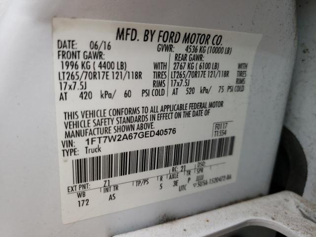 Photo 10 from auction – 2016 FORD F250 SUPER with VIN 1FT7W2A67GED40576