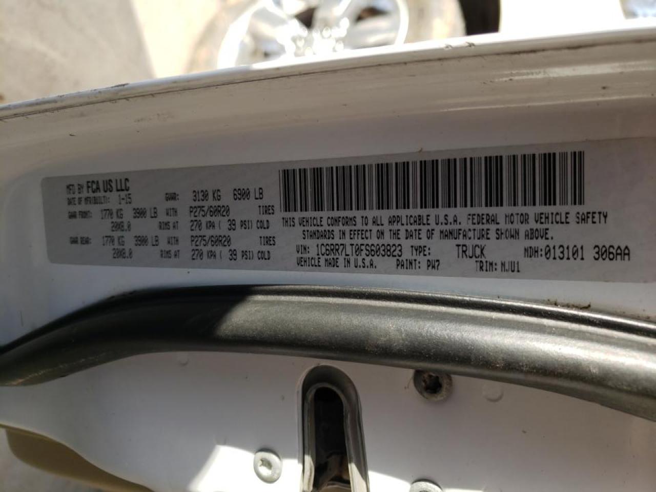 Photo 10 from auction – 2015 RAM 1500 SLT with VIN 1C6RR7LT0FS603823