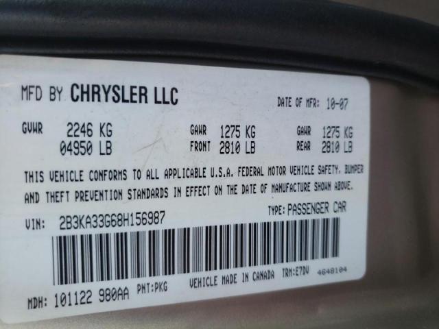 Photo 10 from auction – 2008 DODGE CHARGER SX with VIN 2B3KA33G68H156987
