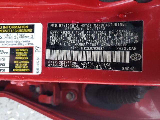 Photo 10 from auction – 2014 TOYOTA CAMRY L with VIN 4T1BF1FK2EU763087