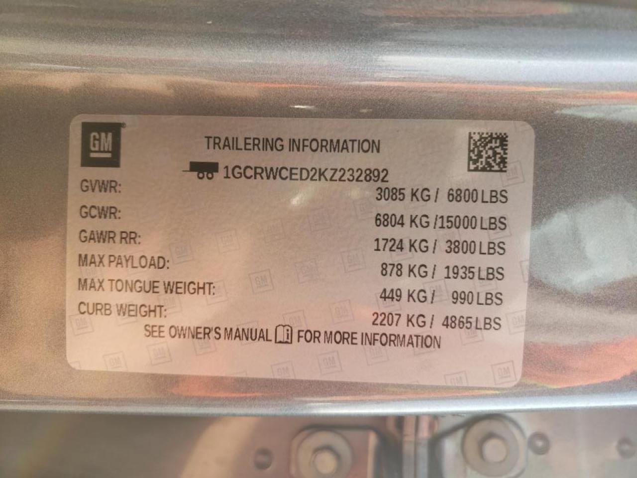 Photo 10 from auction – 2019 CHEVROLET SILVERADO with VIN 1GCRWCED2KZ232892