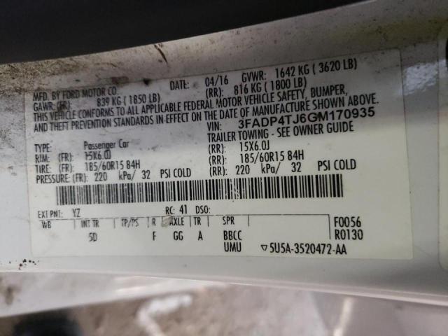 Photo 10 from auction – 2016 FORD FIESTA S with VIN 3FADP4TJ6GM170935