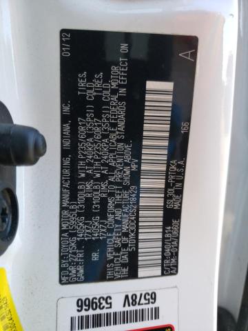 Photo 10 from auction – 2012 TOYOTA SIENNA XLE with VIN 5TDYK3DC4CS218429