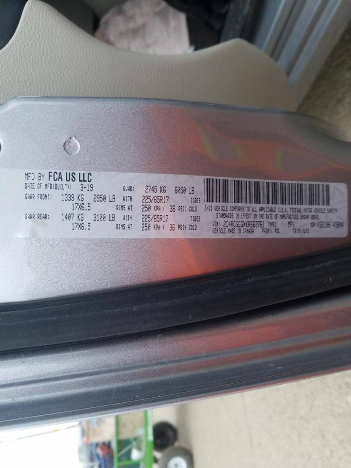 Photo 10 from auction – 2019 DODGE GRAND CARA with VIN 2C4RDGCGXKR663761
