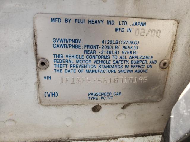 Photo 10 from auction – 2001 SUBARU FORESTER L with VIN JF1SF63561G710195