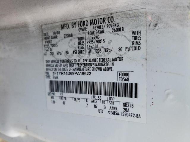 Photo 10 from auction – 2009 FORD RANGER SUP with VIN 1FTYR14D69PA19622