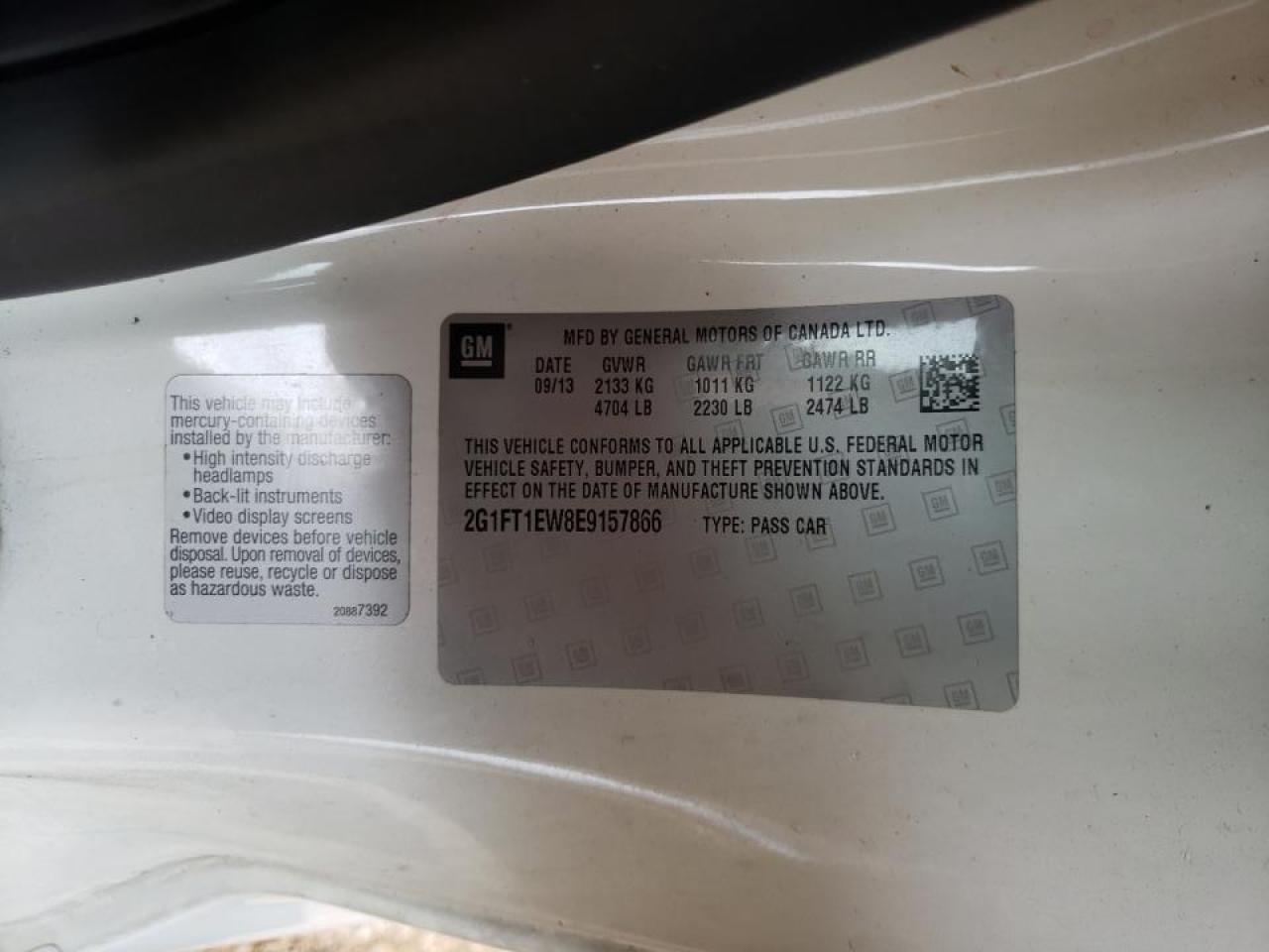 Photo 10 from auction – 2014 CHEVROLET CAMARO 2SS with VIN 2G1FT1EW8E9157866