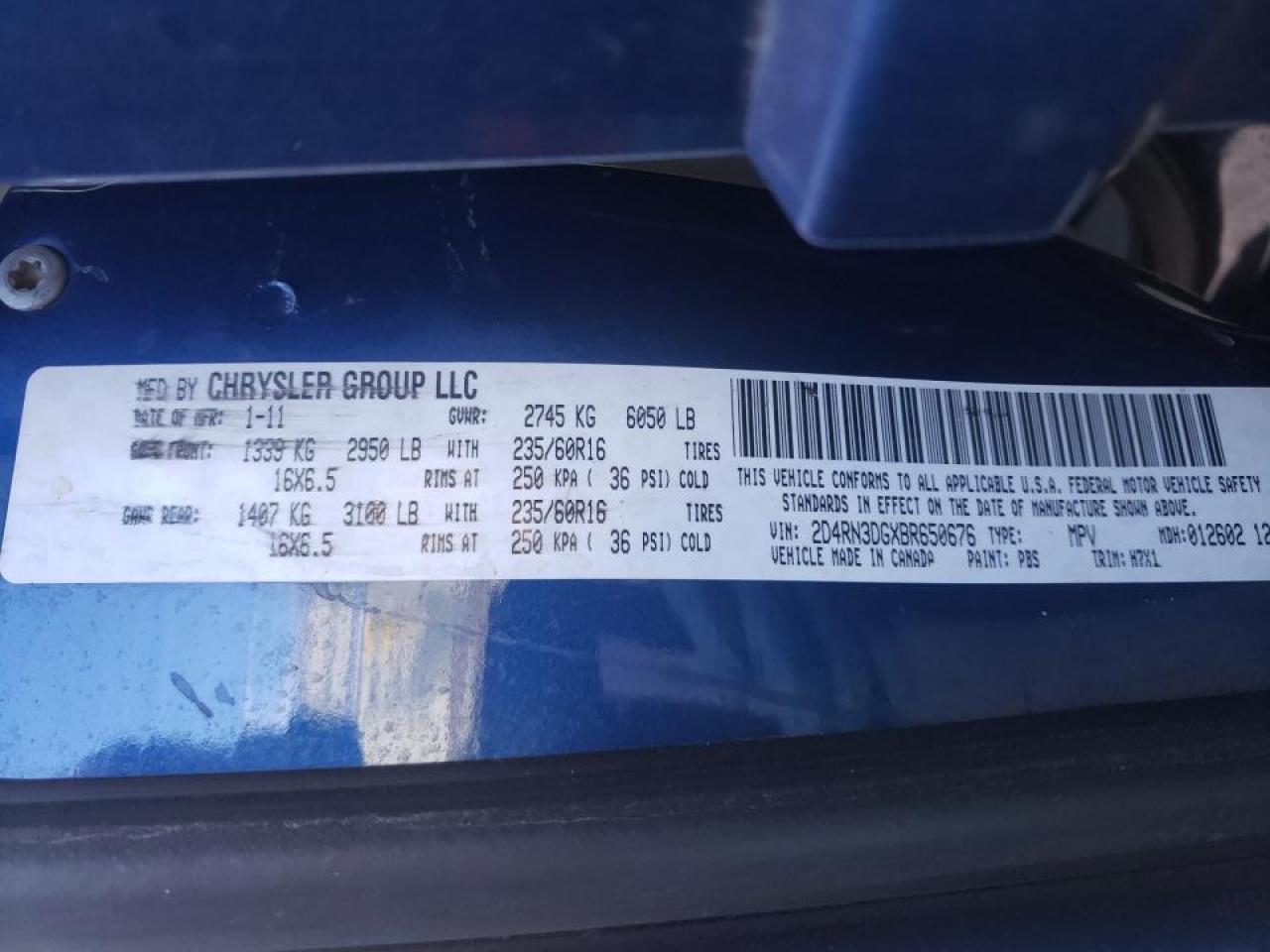 Photo 10 from auction – 2011 DODGE CARAVAN with VIN 2D4RN3DGXBR650676