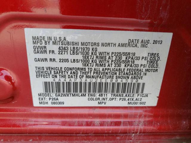Photo 10 from auction – 2014 MITSUBISHI OUTLANDER with VIN 4A4AP3AU2EE004590