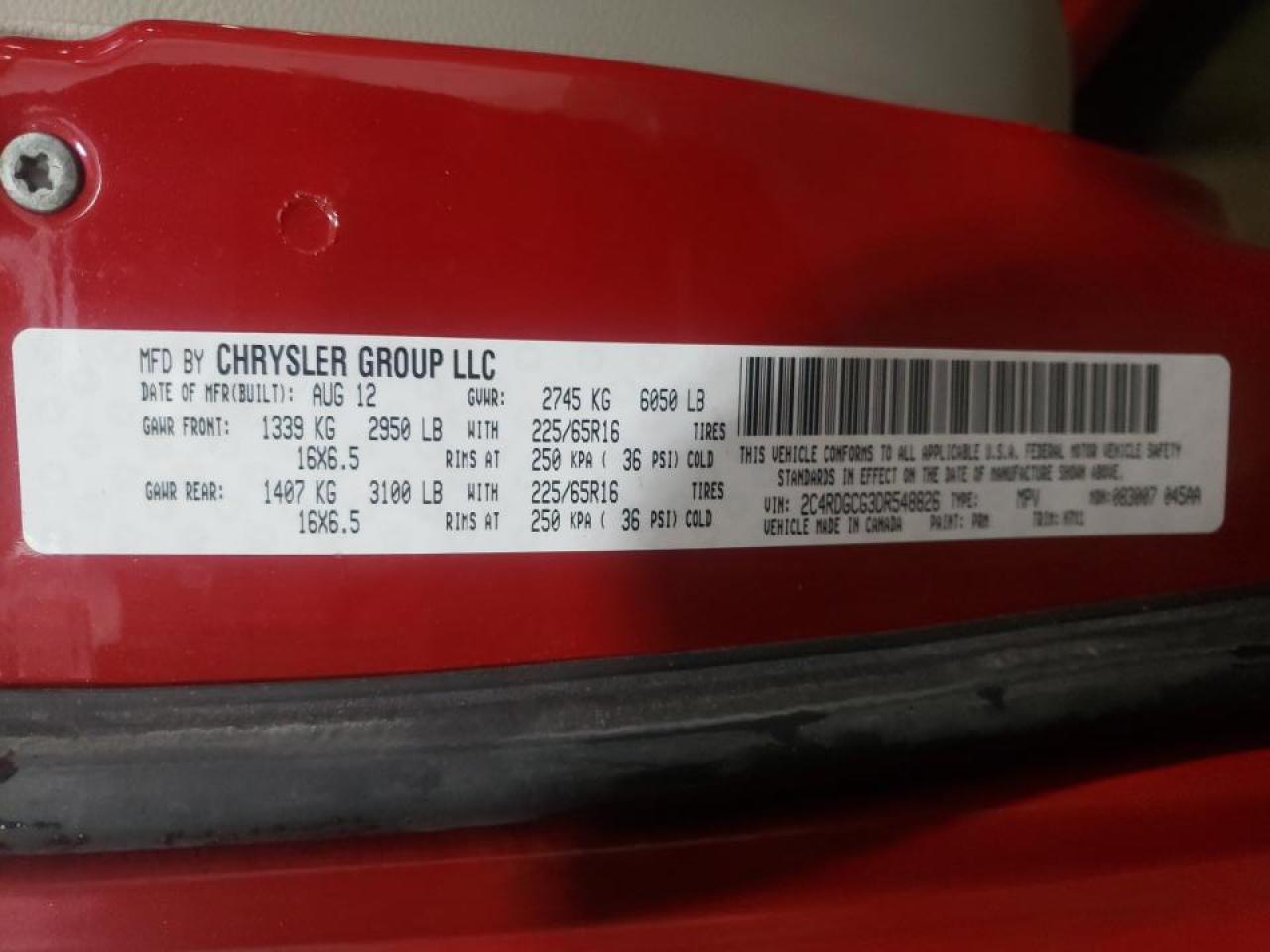 Photo 10 from auction – 2013 DODGE GRAND CARA with VIN 2C4RDGCG3DR548826