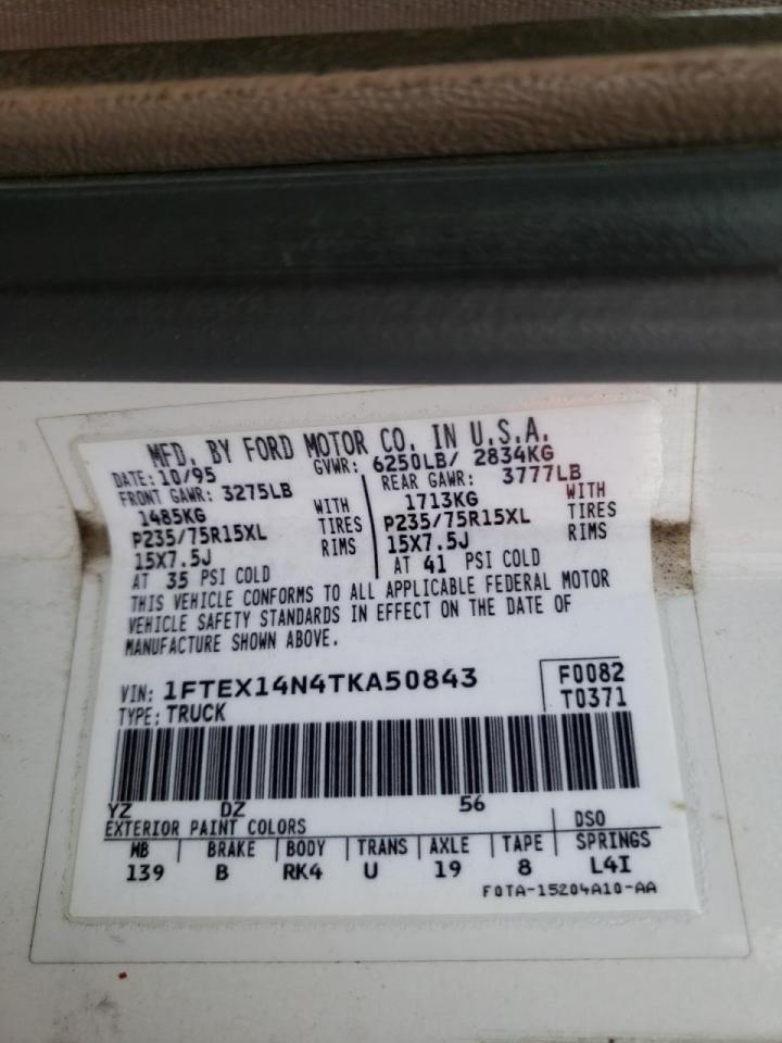 Photo 10 from auction – 1996 FORD F150 with VIN 1FTEX14N4TKA50843