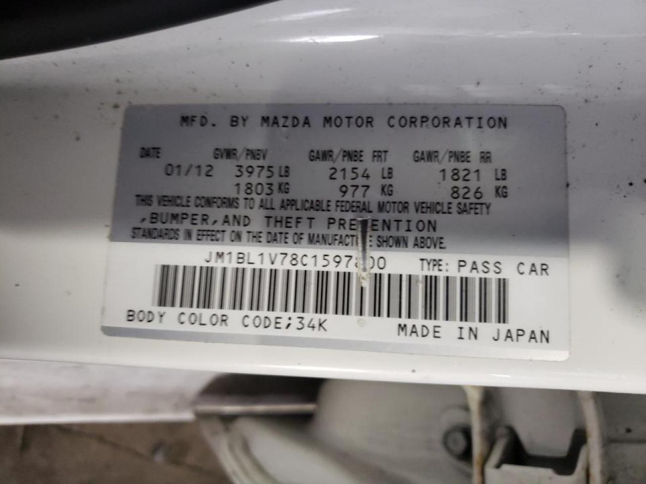 Photo 10 from auction – 2012 MAZDA 3 I with VIN JM1BL1V78C1597800