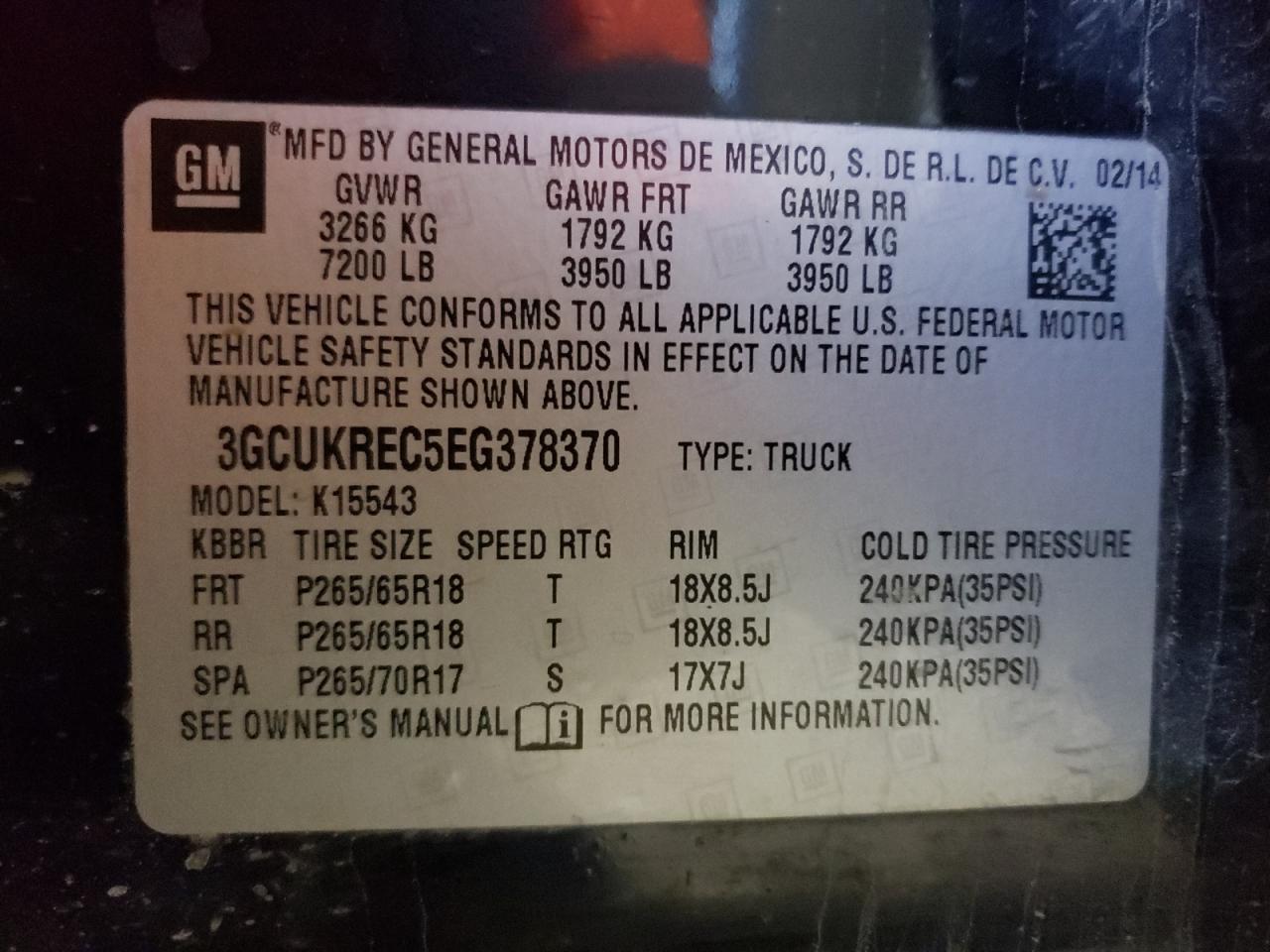 Photo 10 from auction – 2014 CHEVROLET SILVERADO with VIN 3GCUKREC5EG378370