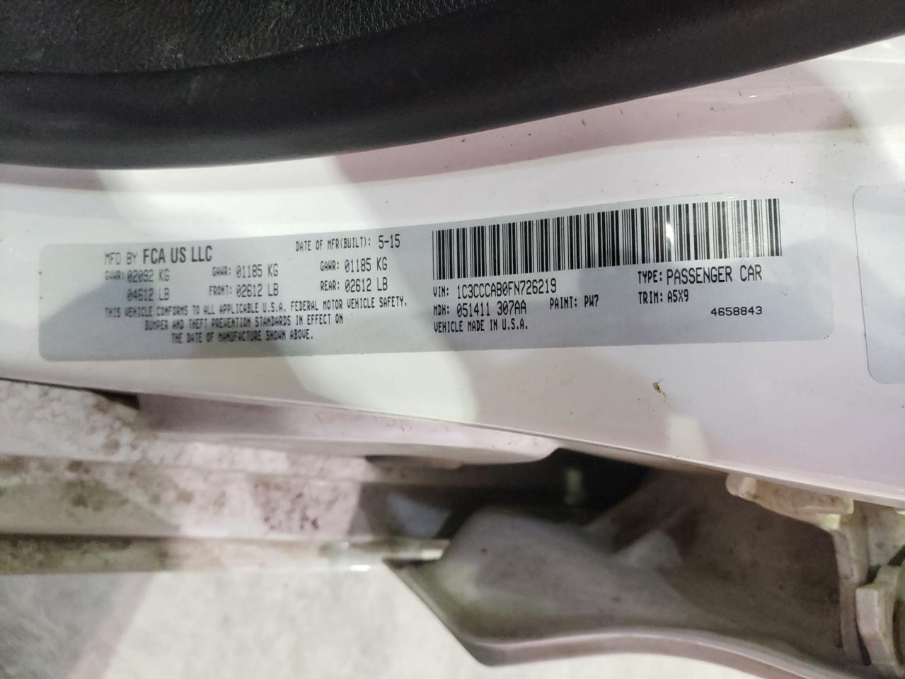 Photo 10 from auction – 2015 CHRYSLER 200 LIMITE with VIN 1C3CCCAB0FN726219