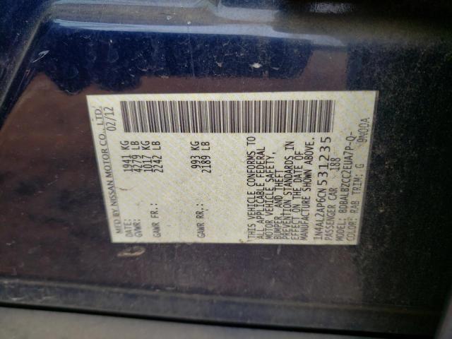 Photo 10 from auction – 2012 NISSAN ALTIMA BAS with VIN 1N4AL2AP6CN531235