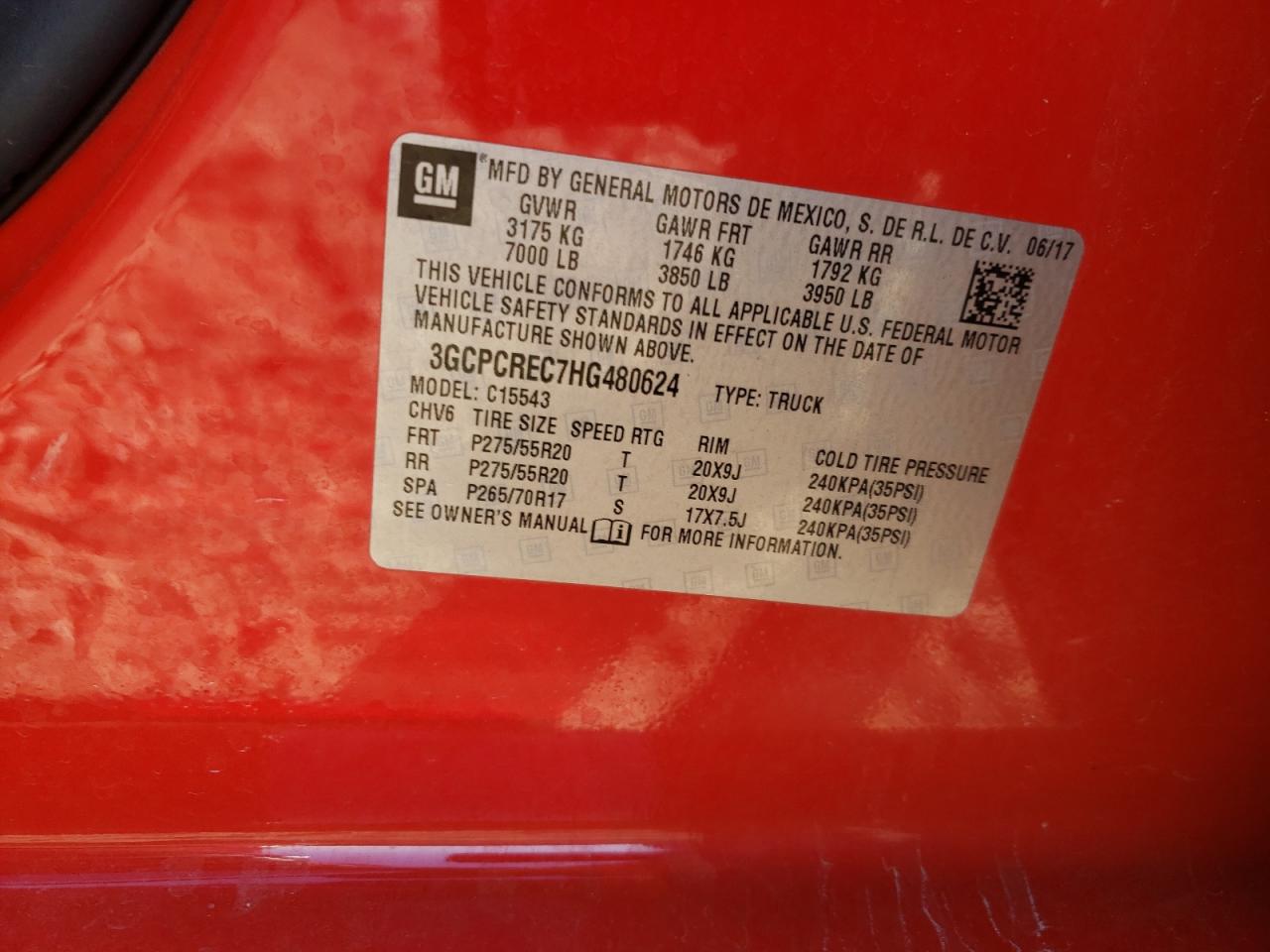 Photo 10 from auction – 2017 CHEVROLET SILVERADO with VIN 3GCPCREC7HG480624