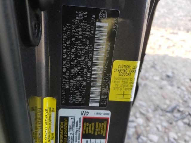 Photo 10 from auction – 2011 TOYOTA CAMRY BASE with VIN 4T4BF3EK0BR190124