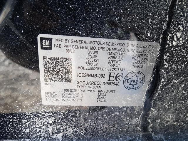 Photo 10 from auction – 2018 CHEVROLET SILVERADO with VIN 3GCUKREC0JG507948