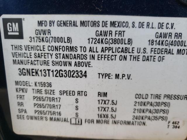 Photo 10 from auction – 2002 CHEVROLET AVALANCHE with VIN 3GNEK13T12G302334