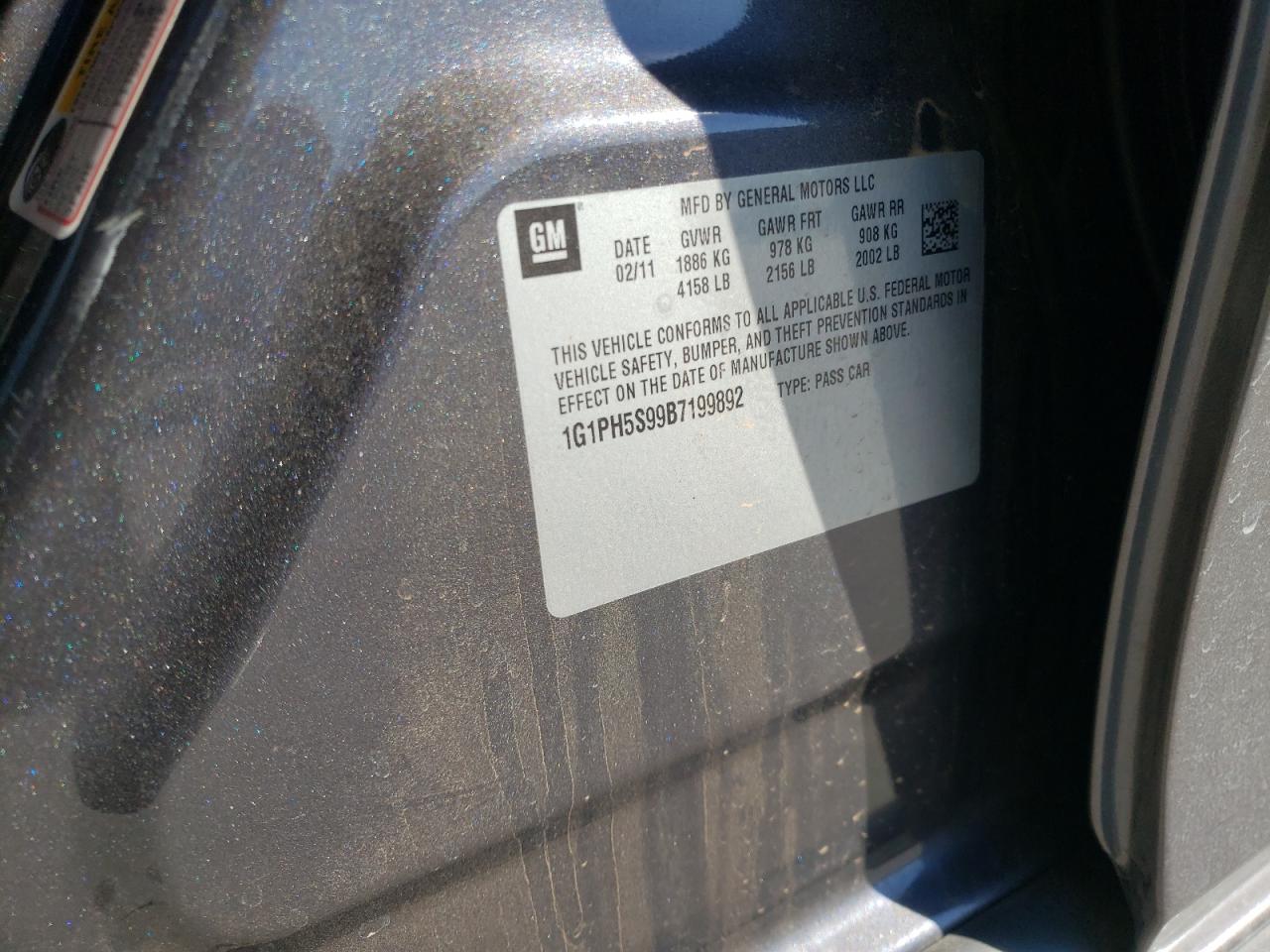 Photo 10 from auction – 2011 CHEVROLET CRUZE LTZ with VIN 1G1PH5S99B7199892