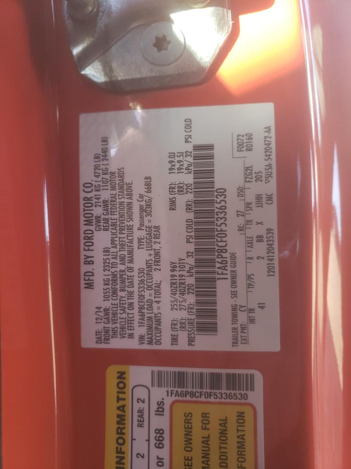 Photo 10 from auction – 2015 FORD MUSTANG GT with VIN 1FA6P8CF0F5336530
