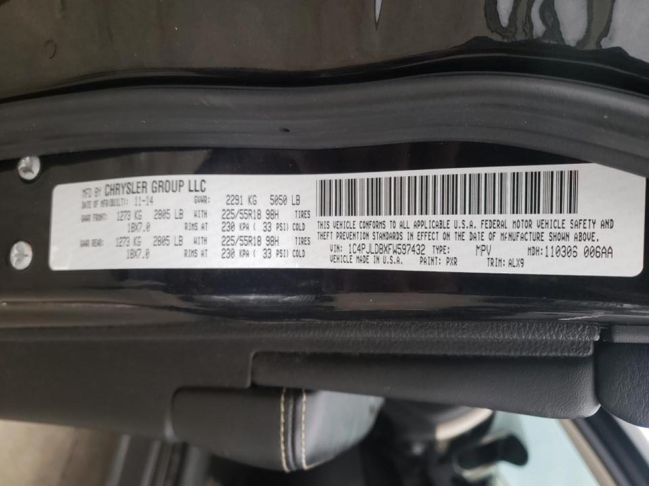 Photo 10 from auction – 2015 JEEP CHEROKEE with VIN 1C4PJLDBXFW597432