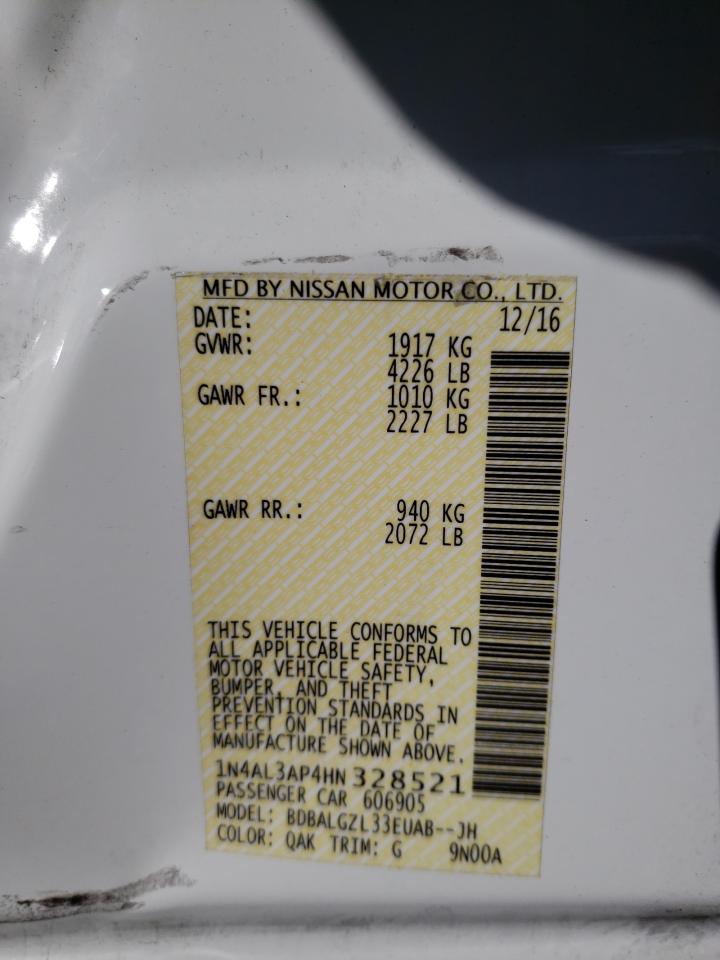Photo 10 from auction – 2017 NISSAN ALTIMA 2.5 with VIN 1N4AL3AP4HN328521