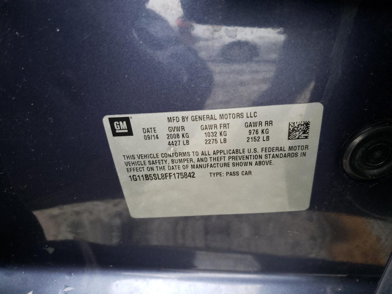 Photo 10 from auction – 2015 CHEVROLET MALIBU LS with VIN 1G11B5SL8FF175842