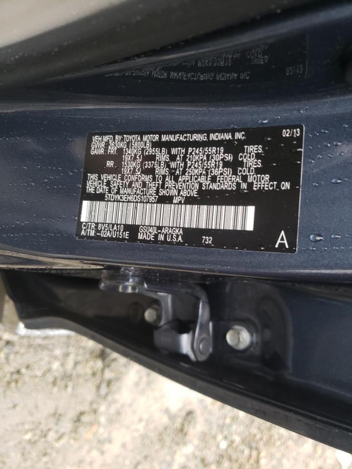 Photo 10 from auction – 2013 TOYOTA HIGHLANDER with VIN 5TDYK3EH6DS107957