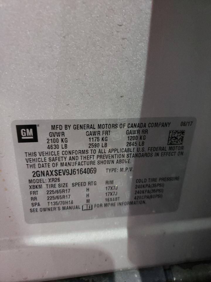Photo 10 from auction – 2018 CHEVROLET EQUINOX LT with VIN 2GNAXSEV9J6164069