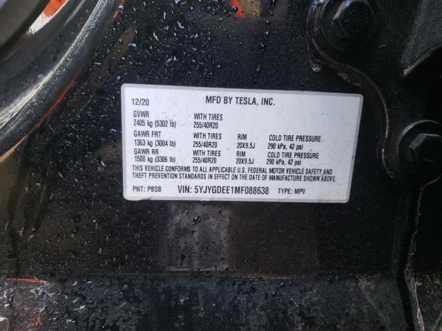 Photo 10 from auction – 2021 TESLA MODEL Y with VIN 5YJYGDEE1MF088638