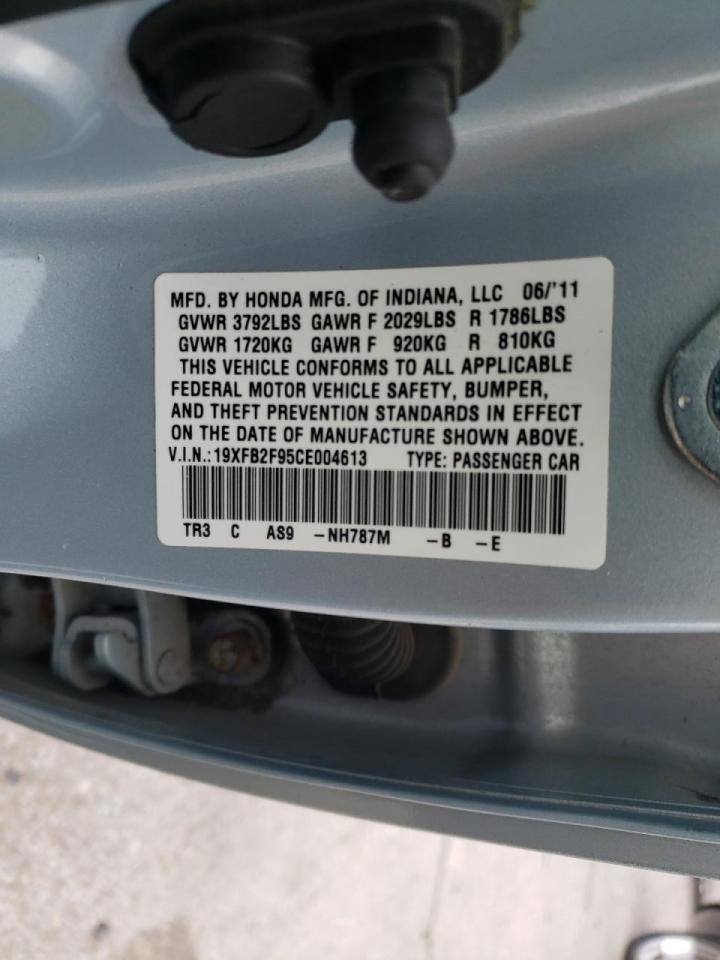 Photo 10 from auction – 2012 HONDA CIVIC EXL with VIN 19XFB2F95CE004613
