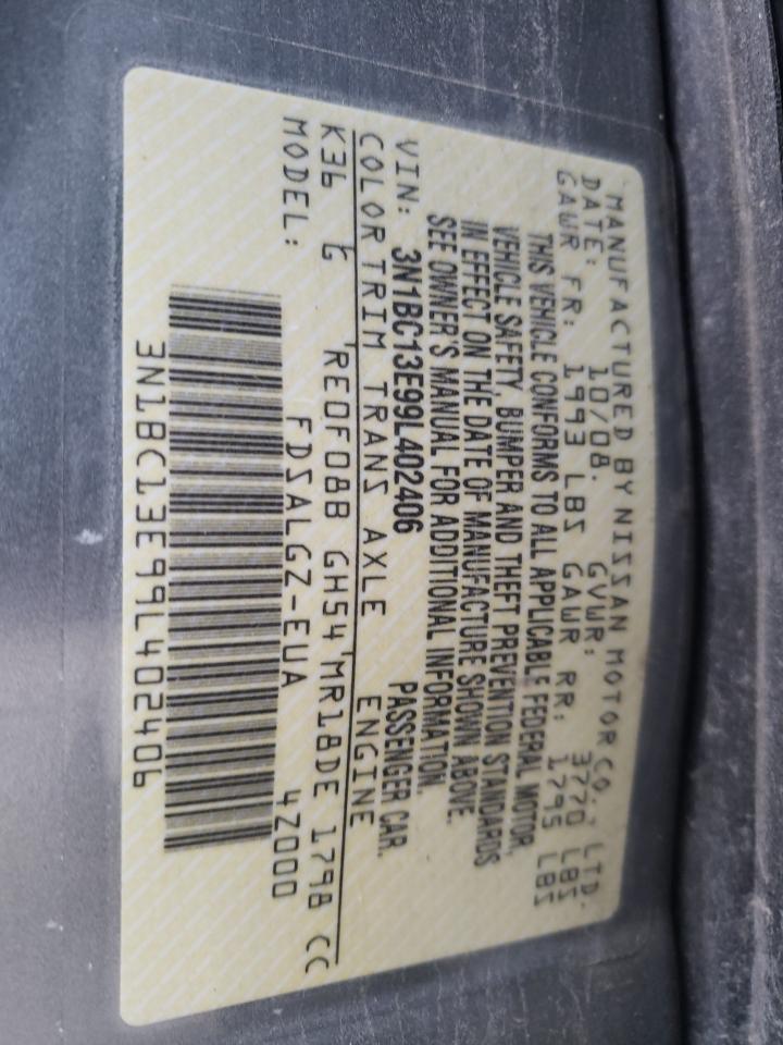 Photo 10 from auction – 2009 NISSAN VERSA S with VIN 3N1BC13E99L402406